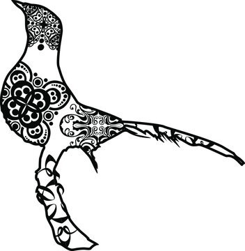 Bird Vector Black Design With Nature Pattern