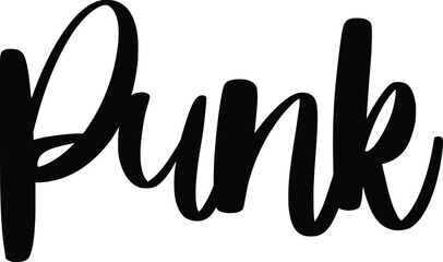 Punk Typography/Calligraphy  Black Color Text On White Background