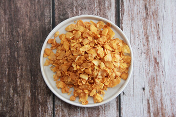 natural dry Breakfast cereal muesli on a plate