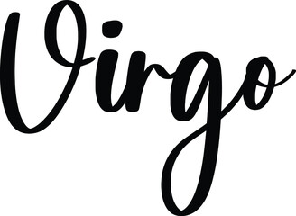 Virgo Typography/Calligraphy  Black Color Text On White Background