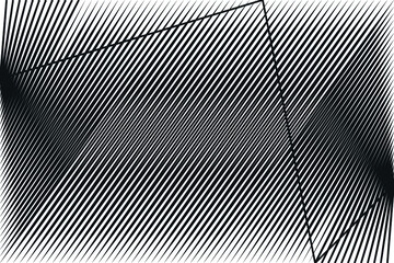Abstract halftone lines black and white background, geometric dynamic pattern, vector modern design texture.