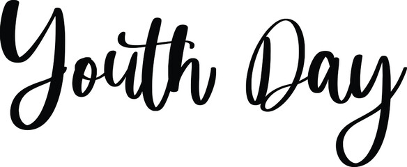 Youth Day Typography/Calligraphy  Black Color Text On White Background