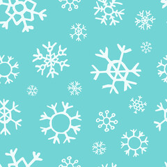 Fototapeta premium Seamless background of hand drawn snowflakes