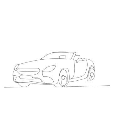 isolated, one line drawing car, sketch