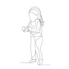 isolated, one line drawing child girl, sketch