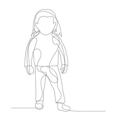isolated, one line drawing child girl, sketch