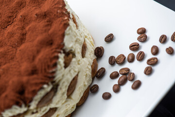 Delicious tiramisu cake with coffee