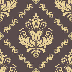Orient vector classic pattern. Seamless abstract background with vintage elements. Orient brown and golden background. Ornament for wallpaper and packaging