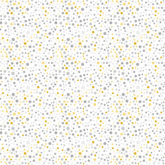 Seamless vector background with random silver and golden circles. Abstract ornament. Dotted abstract pattern