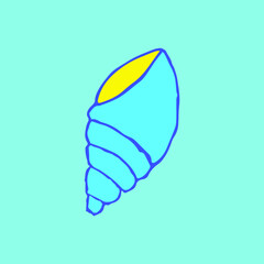 Seashell on the cyan background