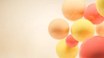 Abstract background with copy space made of yellow balloons and spheres.