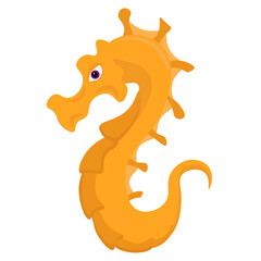 Seahorse drawing vector isolated on white background. Flat cartoon illustration.