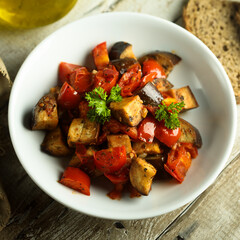 Traditional homemade eggplant stew or caponata