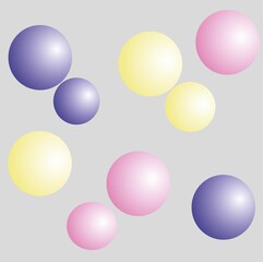 Bright colored balls, gradient. Abstract pattern on a gray background. Greeting card, banner, cover.