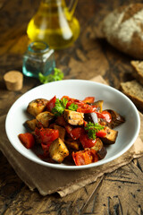 Traditional homemade eggplant stew or caponata