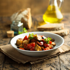 Traditional homemade eggplant stew or caponata