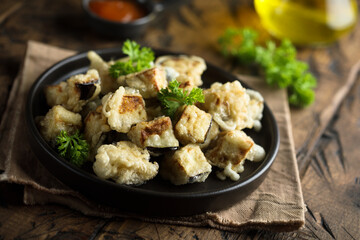 Deep fried eggplant with fresh parsley