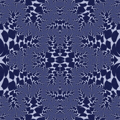 Seamless beautiful intricate fractal blue and white pattern