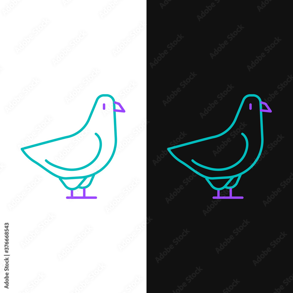 Sticker line dove icon isolated on white and black background. colorful outline concept. vector.