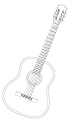 Black and white image of acoustic guitar