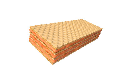 Cracked orange wafer flavor, with Clipping path 3d illustration.