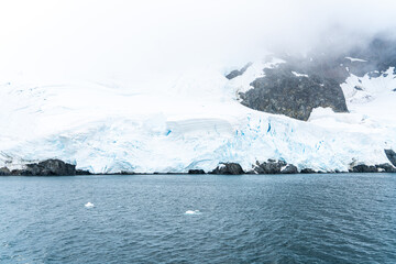 Antarctica, Antarctic Peninsula. Mountain Orne Harbour in the Gerlache Strait in 2020