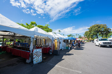 Kailua, Hawaii/USA - September. 28 2019: market in Kailua on the island of Hawaii (Big Island).