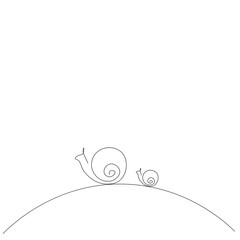 Snail animal silhouette line drawing vector illustration