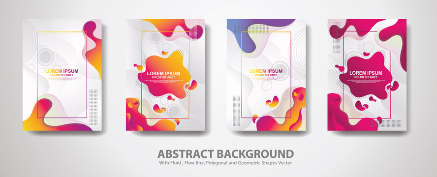 Set of cover design template in trendy vibrant gradient colors with abstract fluid shapes Backgrounds