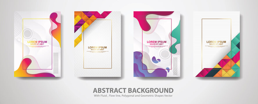 Set of cover design template with abstract fluid shapes and modern diagonal texture ornament Backgrounds