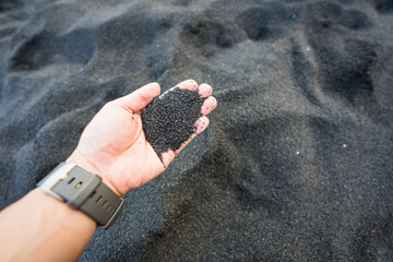 Big Island, Hawaii/USA - September. 29 2019 , Black Sand beach