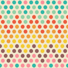 Fototapeta na wymiar Seamless pattern with color circle, chevron of colorful dots. Abstract geometry print in retro style. Stock illustration for web, print, background, wallpaper, textile, scrapbooking, wrapping paper 