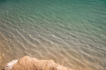 clean water with sand. beach perfect white sand turquoise water balearic island