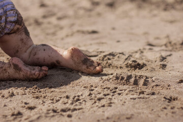 baby sleeping on the beach