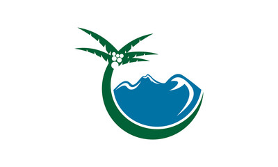 palm and mountain vector