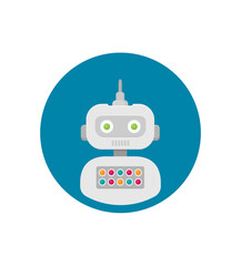 Robot. Customer support service chat bot. Flat vector illustration