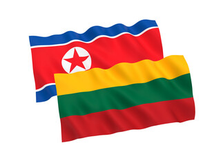 Flags of North Korea and Lithuania on a white background