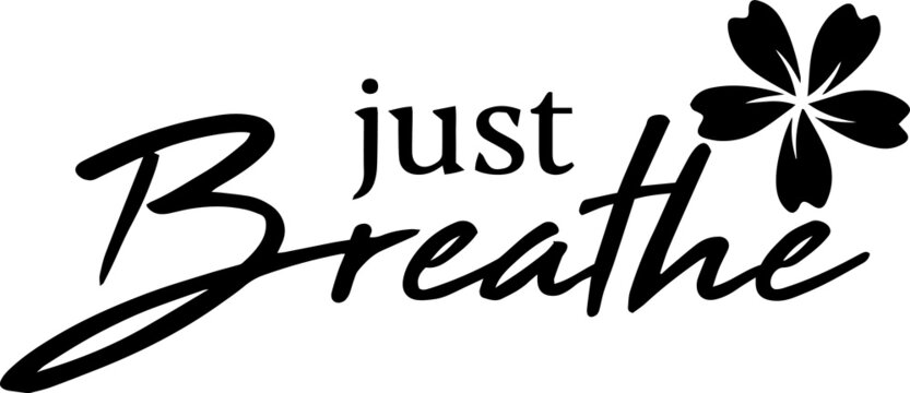 Just Breathe 10x15 FT Photo Backdrops,Hand Writing Style Phrase on Pale Blue Grungy Brushstrokes Backdrop Background for Baby Shower Birthday Wedding Bridal Shower Party Decoration Photo Studio