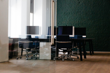 modern office interior with chairs