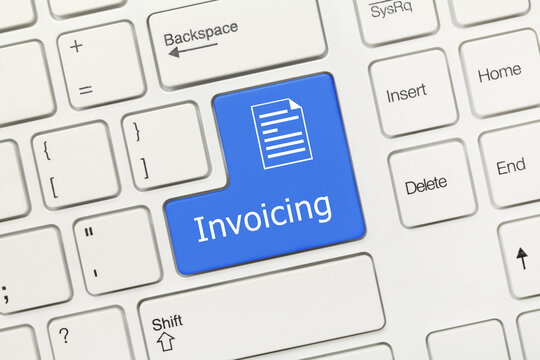 White conceptual keyboard - Invoicing (blue key)