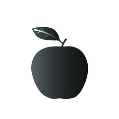 Black and white drawing of fruit. Juicy, ripe, sweet Apple with a leaf.