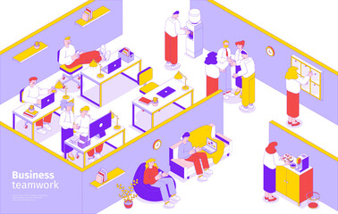 Business Teamwork Isometric Composition 
