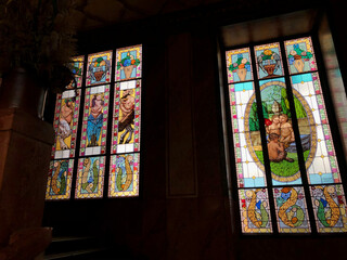 Fototapeta na wymiar Stained glass windows side by side