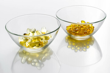 fish oil omega-3 and vitamin D capsules