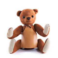 brown leather teddy bear