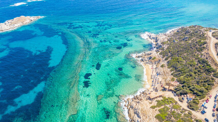 Aerial view in Tigania beach in Greece.