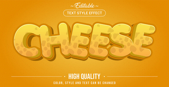 Editable text style effect - Cheese theme style.