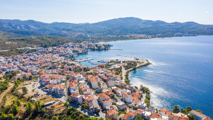 Fototapeta premium Beautiful Summer Scene in the Greece. Sithonia, Neos Marmaras.