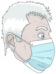 Masque chirurgical, homme de profil