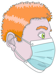 Masque chirurgical, homme de profil